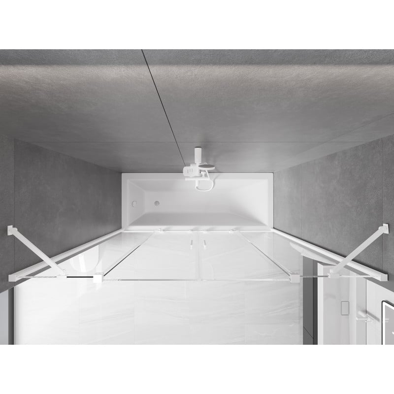 Mexen Velar Duo vanová zástěna dvoukřídlá posuvná 190 x 150 cm, transparentní, bílá - 896-190-000-02-20