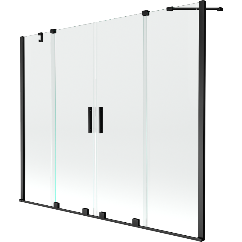 Mexen Velar Duo vanová zástěna 2-křídlová posuvná 190 x 150 cm, transparentní, černá - 896-190-000-02-70