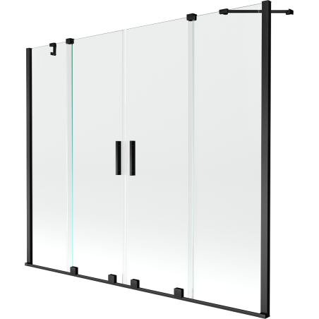 Mexen Velar Duo vanová zástěna 2-křídlová posuvná 190 x 150 cm, transparentní, černá - 896-190-000-02-70