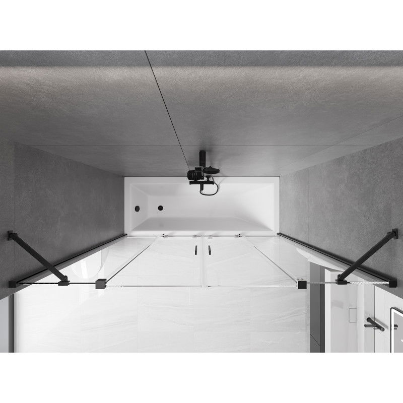 Mexen Velar Duo vanová zástěna 2-křídlová posuvná 190 x 150 cm, transparentní, černá - 896-190-000-02-70