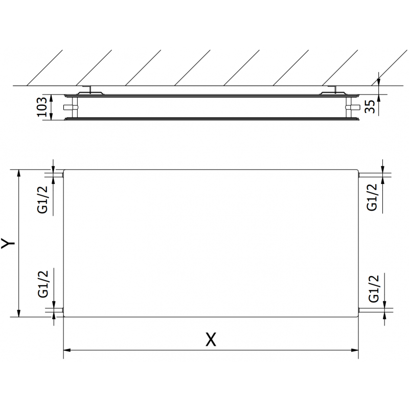 Mexen CHF20 Hygiene Flat deskový radiátor 300 x 500 mm, boční připojení, 284 W, bílá - W420HF-030-050-00