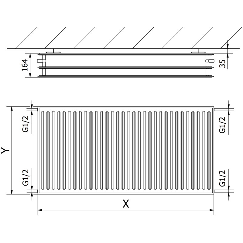 Mexen CH30 Hygiene radiátor deskový 300 x 400 mm, boční připojení, 349 W, antracit - W430H-030-040-66