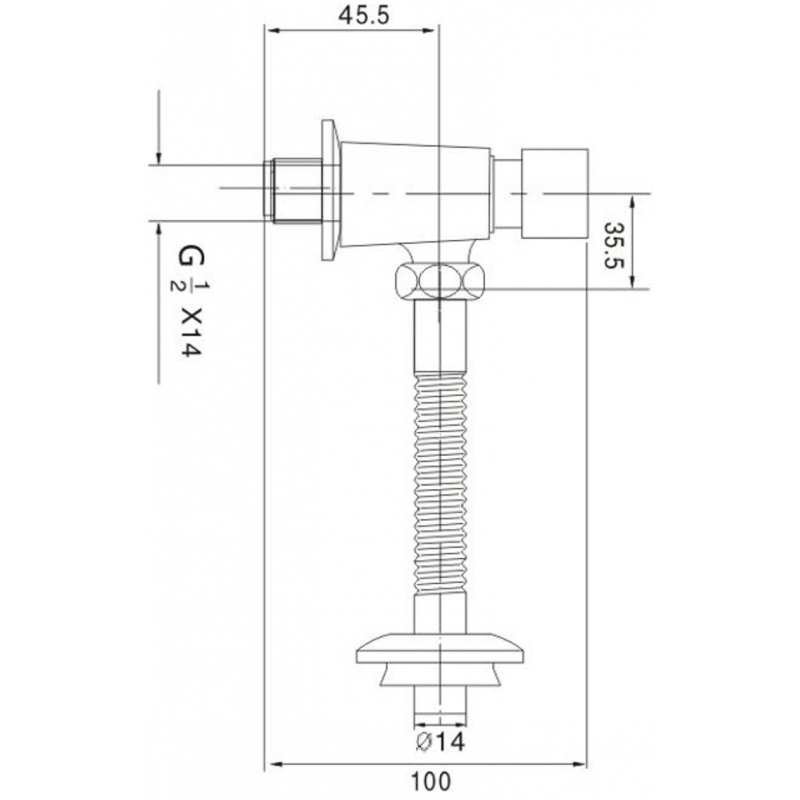 Mexen splachovací ventil k pisoáru, chrom - 371500