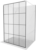 Mexen Kioto volně stojící sprchová stěna 150 x 200 cm, černá mřížka 8 mm, bílá - 800-150-002-20-77