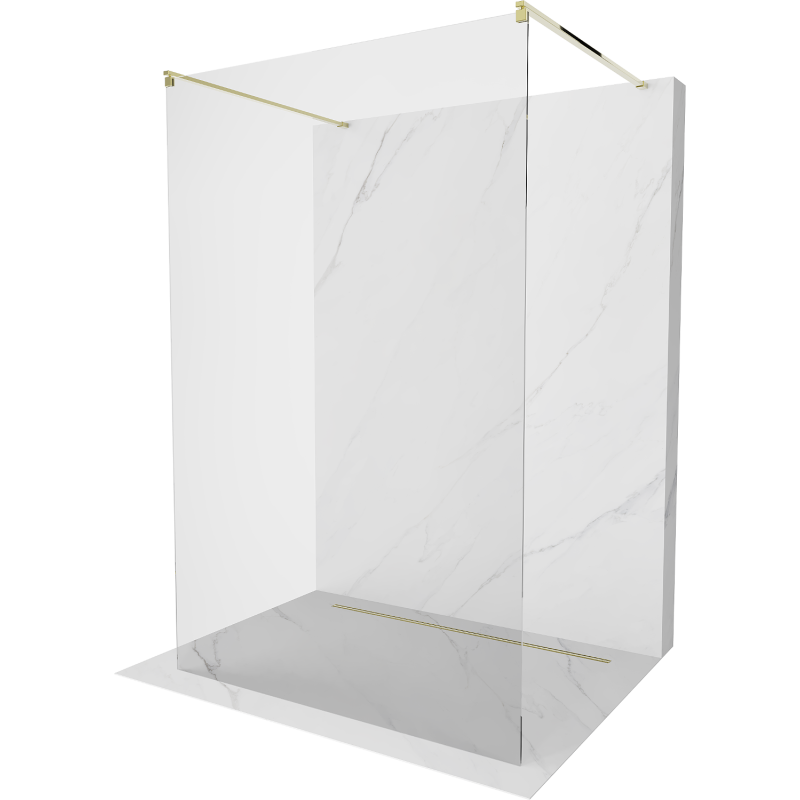 Mexen Kioto sprchová stěna volně stojící 105 x 200 cm, transparentní 8 mm, zlatá - 800-105-002-50-00