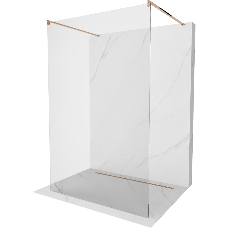 Mexen Kioto volně stojící sprchová stěna 155 x 200 cm, transparentní 8 mm, růžové zlato - 800-155-002-60-00