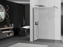 Mexen Kioto sprchová stěna Walk-in 95 x 200 cm, transparentní 8 mm, černá - 800-095-101-70-00