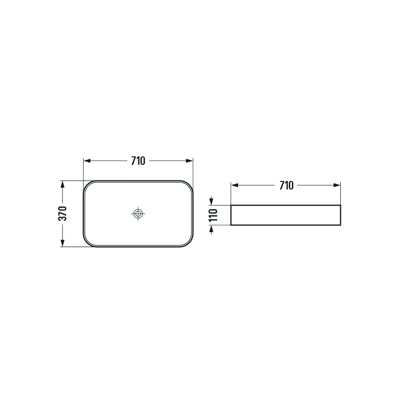 Mexen Vena umyvadlo na desku 71 x 37 cm, světlá šedá mat - 22196061