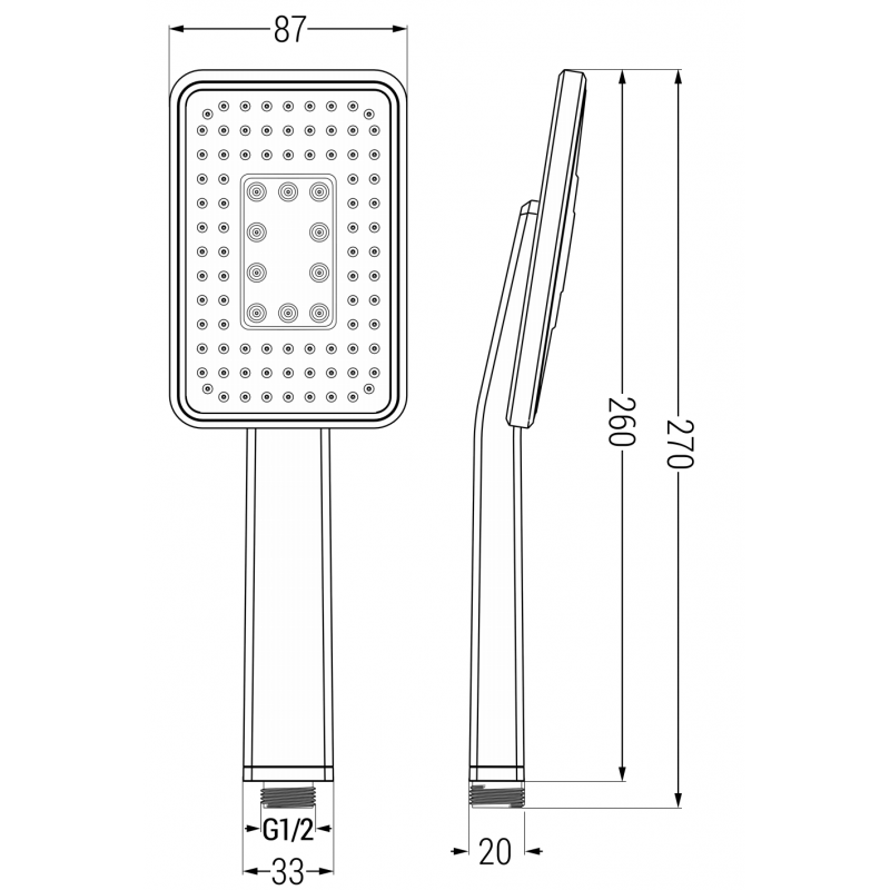 Mexen R-54 sprchová hlavice 1-funkční, bílá/chrom - 79554-21