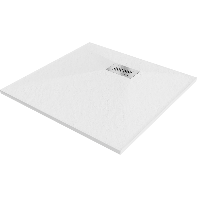 Mexen Hugo čtvercová sprchová vanička SMC 70 x 70 cm, bílá, krytka inox - 42107070-X