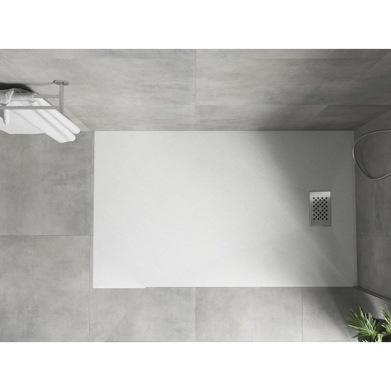 Mexen Hugo obdélníková sprchová vanička SMC 140 x 80 cm, bílá, kryt Inox - 42108014-X