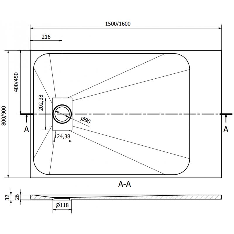 Mexen Hugo obdélníková vanička SMC 150 x 80 cm, bílá, kryt Inox - 42108015-X