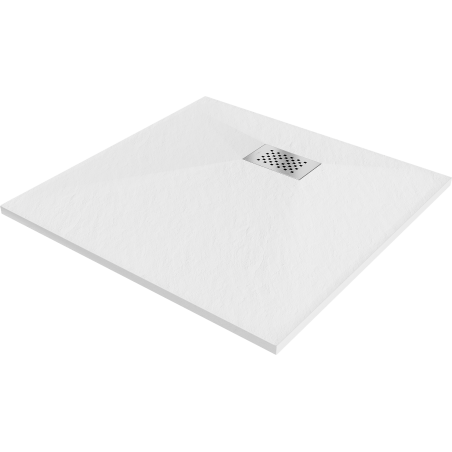 Mexen Hugo sprchová vanička čtvercová SMC 80 x 80 cm, bílá, krytka inox - 42108080-X