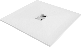 Mexen Hugo čtvercová sprchová vanička SMC 100 x 100 cm, bílá, krytka inox - 42101010-X