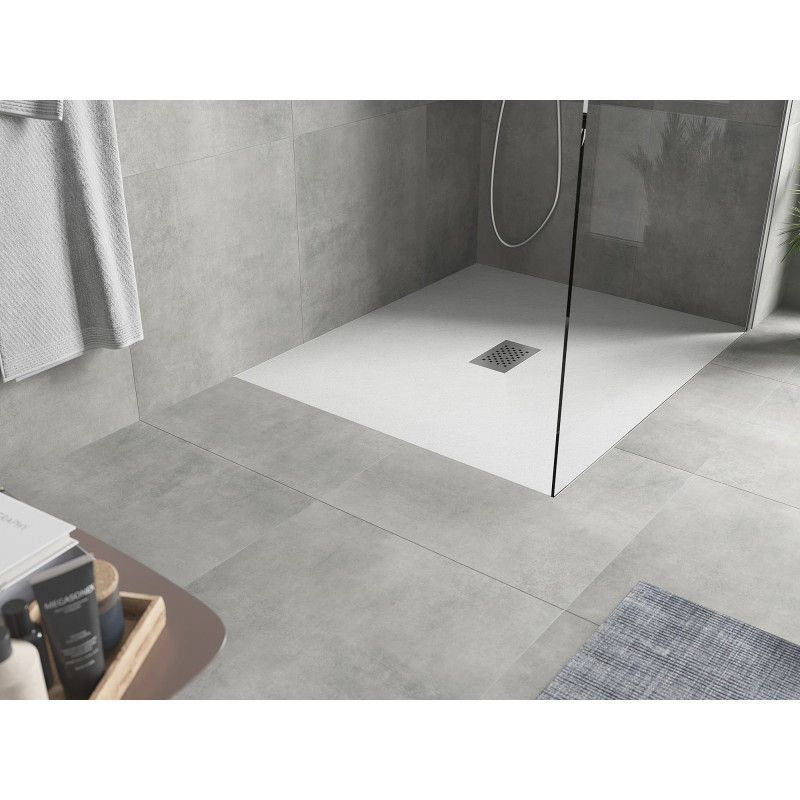 Mexen Hugo obdélníková sprchová vanička SMC 120 x 100 cm, bílá, krytka inox - 42101012-X
