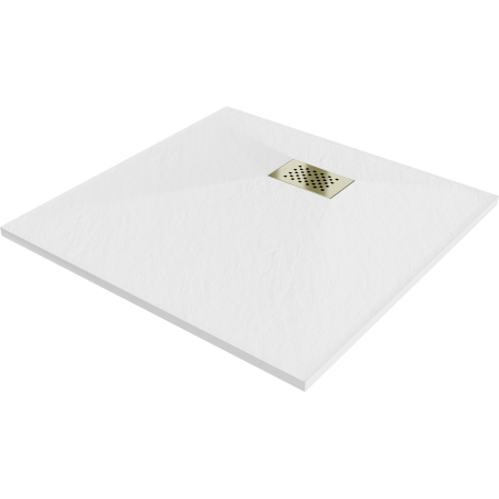 Mexen Hugo čtvercová sprchová vanička SMC 70 x 70 cm, bílá, kryt zlatý - 42107070-G