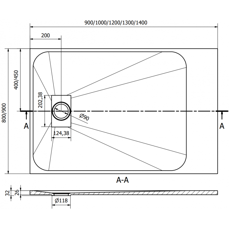 Mexen Hugo obdélníkový sprchový kout SMC 130 x 90 cm, bílý, zlatá krytka - 42109013-G