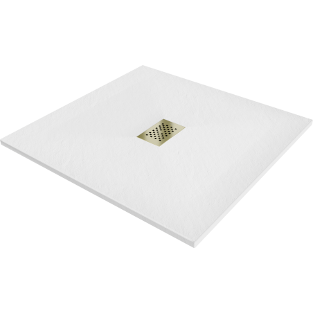 Mexen Hugo čtvercová sprchová vanička SMC 100 x 100 cm, bílá, zlatý kryt - 42101010-G