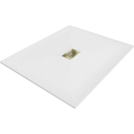 Mexen Hugo obdélníková sprchová vanička SMC 120 x 100 cm, bílá, zlatý kryt - 42101012-G