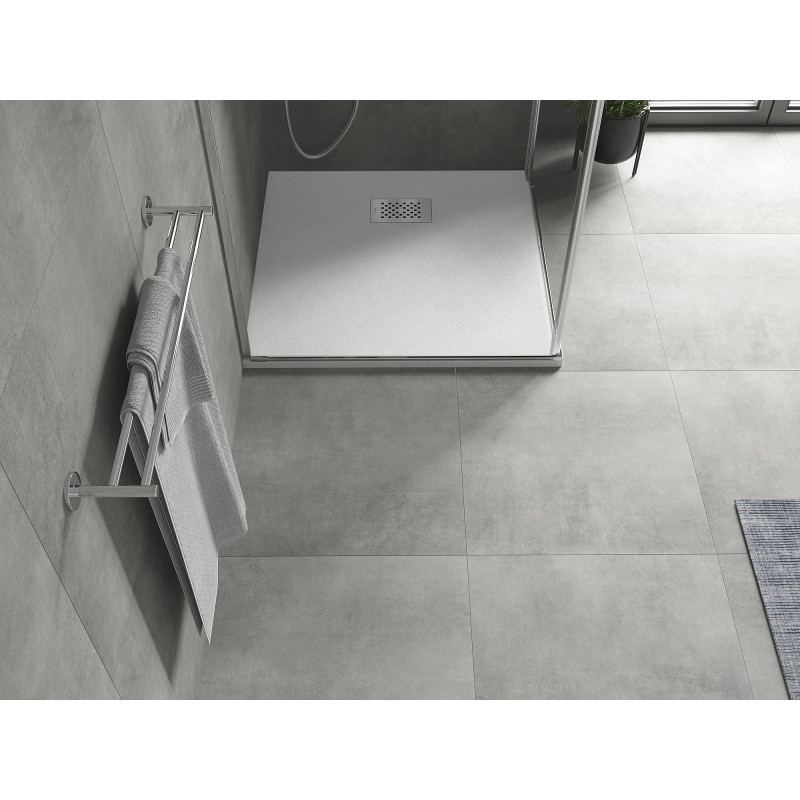 Mexen Hugo čtvercová sprchová vanička SMC 80 x 80 cm, bílá, kryt inox - 42108080-X