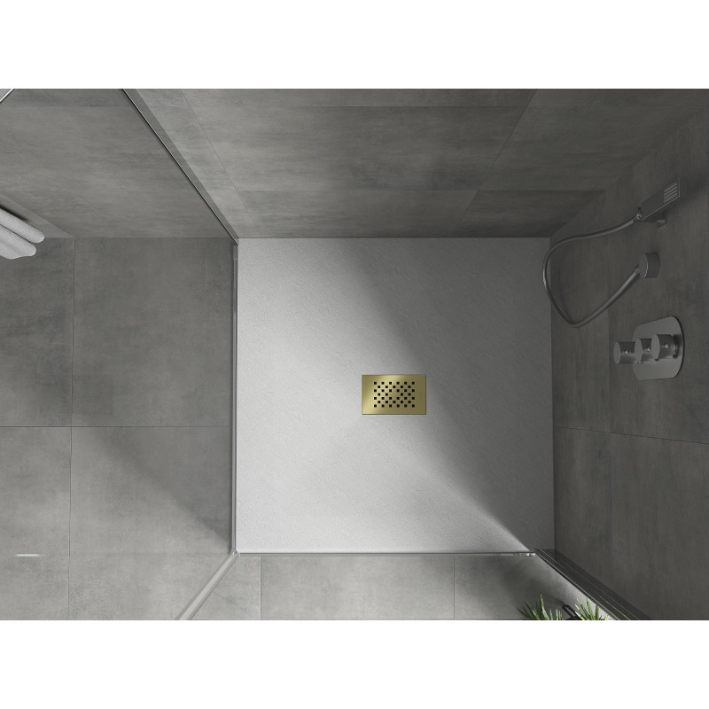 Mexen Hugo čtvercový sprchový kout SMC 100 x 100 cm, bílý, zlatá maska - 42101010-G