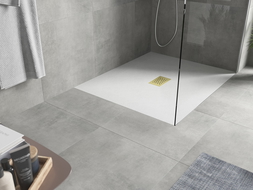 Mexen Hugo obdélníková sprchová vanička SMC 110 x 100 cm, bílá, krytka zlatá - 42101011-G