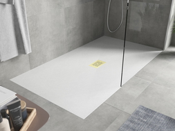 Mexen Hugo obdélníkový sprchový kout SMC 160 x 100 cm, bílý, zlatá krytka - 42101016-G