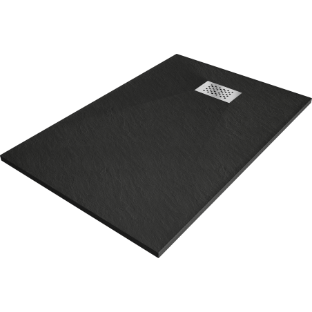 Mexen Hugo obdélníková vanička SMC 80 x 70 cm, černá, krytka inox - 42707080-X