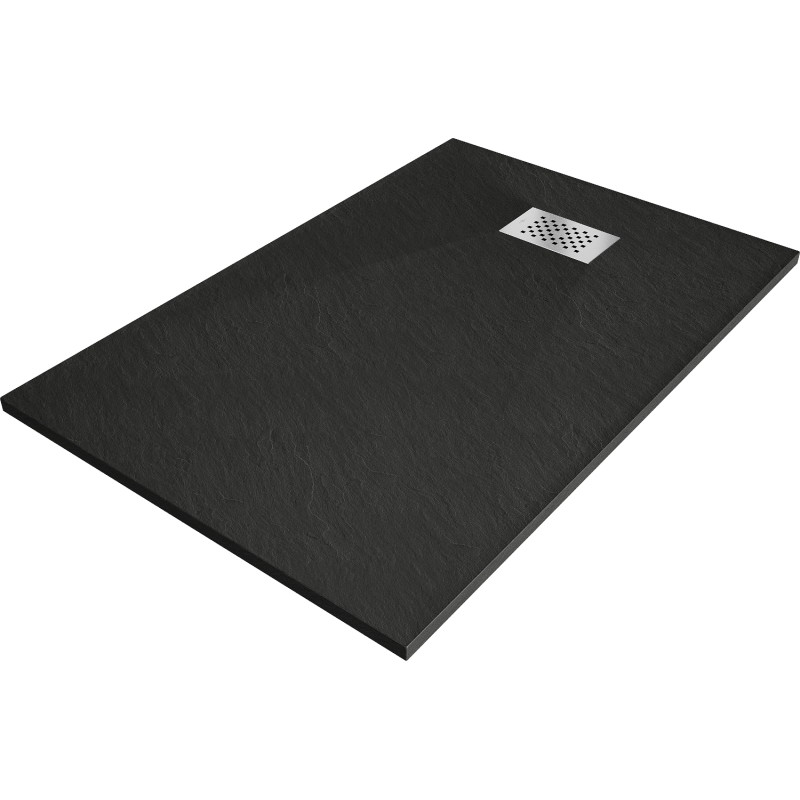 Mexen Hugo obdélníkový sprchový kout SMC 100 x 70 cm, černý, krytka inox - 42707010-X