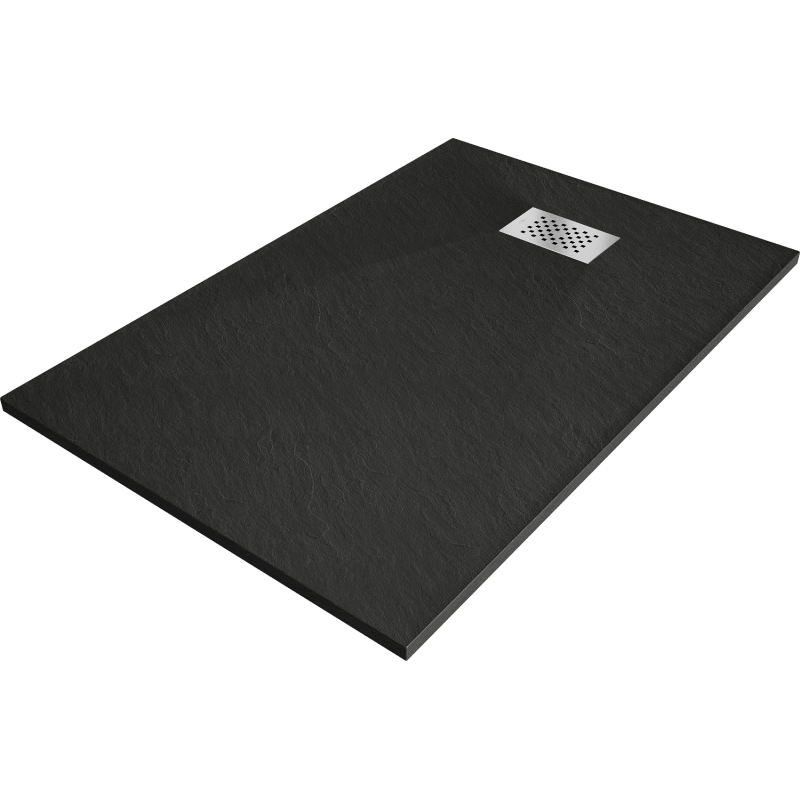 Mexen Hugo sprchová vanička obdélníková SMC 120 x 70 cm, černá, kryt inox - 42707012-X