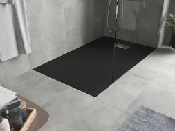 Mexen Hugo obdélníková sprchová vanička SMC 160 x 70 cm, černá, krytina inox - 42707016-X