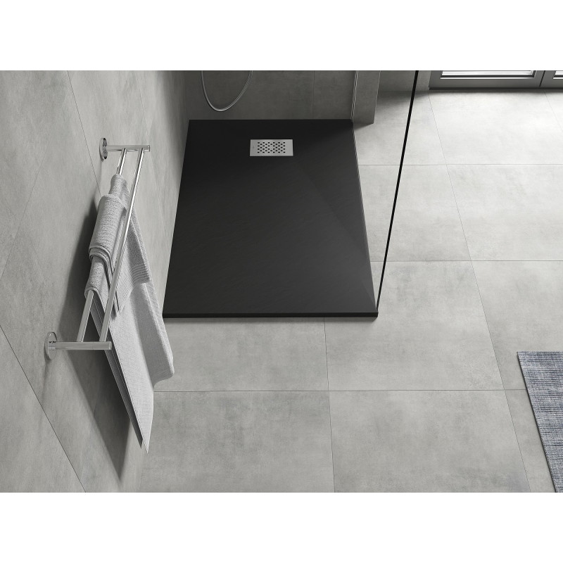 Mexen Hugo obdélníkový sprchový kout SMC 130 x 80 cm, černý, krytka inox - 42708013-X