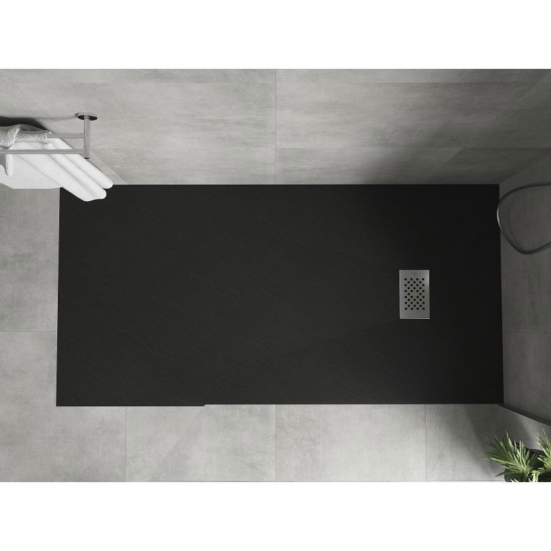 Mexen Hugo obdélníkový sprchový kout SMC 180 x 80 cm, černý, krytka inox - 42708018-X