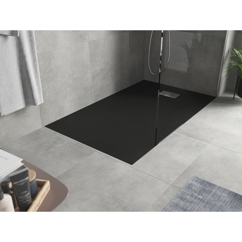 Mexen Hugo obdélníková vanička SMC 160 x 90 cm, černá, krytka inox - 42709016-X