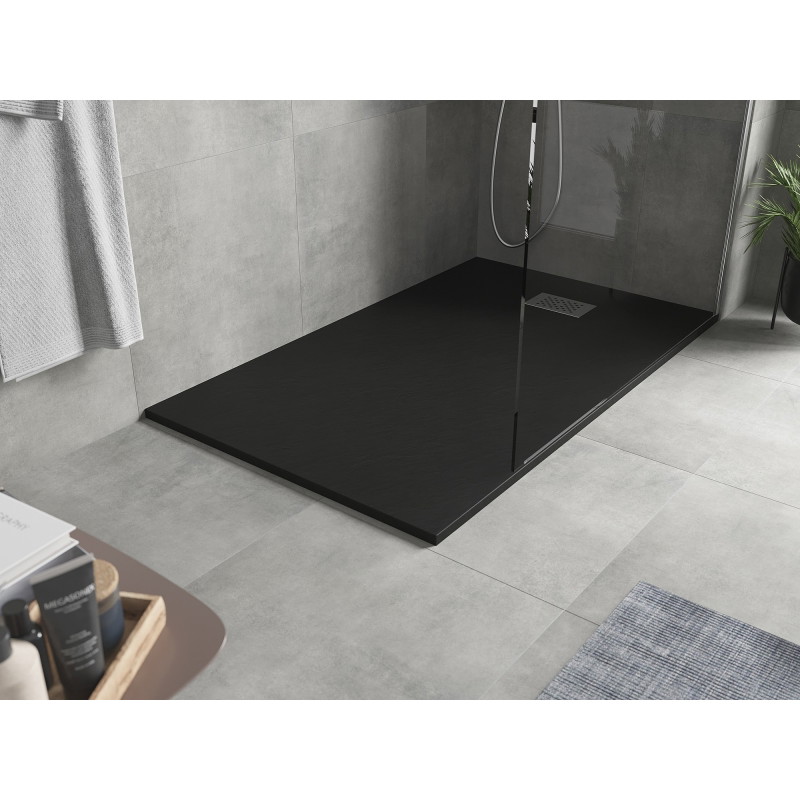 Mexen Hugo obdélníkový sprchový kout SMC 140 x 90 cm, černý, krytka inox - 42709014-X