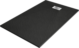 Mexen Hugo obdélníková sprchová vanička SMC 160 x 90 cm, černá, krytka inox - 42709016-X