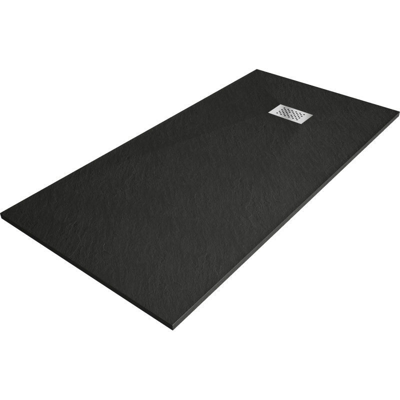 Mexen Hugo obdélníková sprchová vanička SMC 180 x 90 cm, černá, krytka inox - 42709018-X