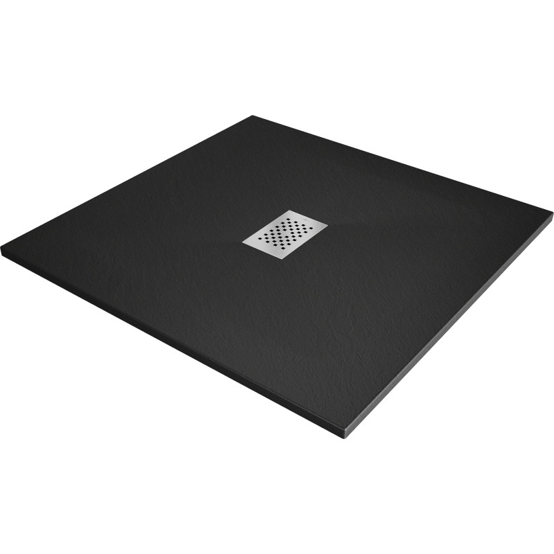 Mexen Hugo čtvercová sprchová vanička SMC 100 x 100 cm, černá, kryt inox - 42701010-X