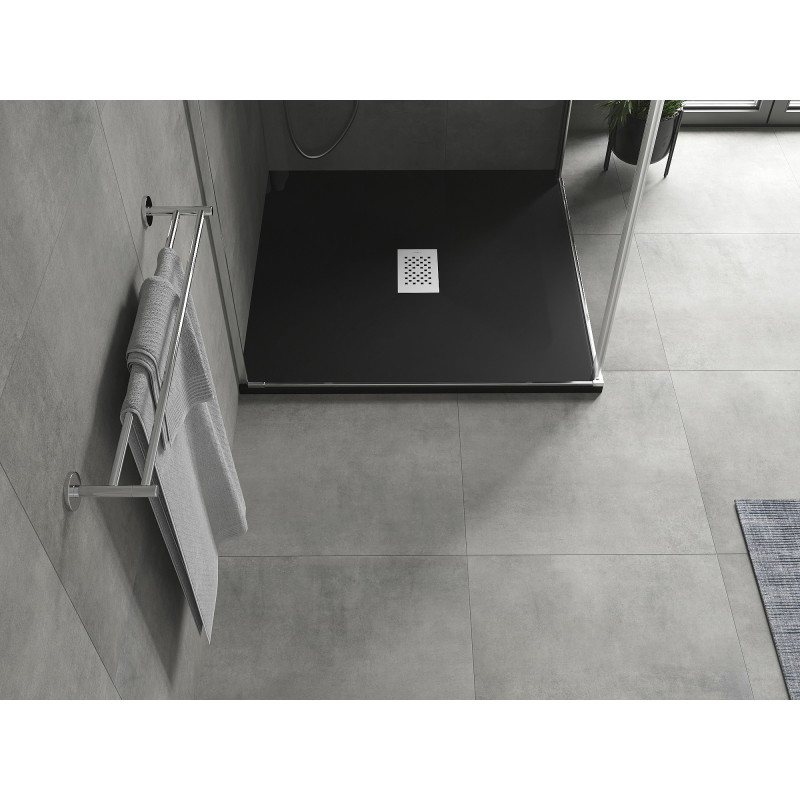 Mexen Hugo čtvercová sprchová vanička SMC 100 x 100 cm, černá, kryt inox - 42701010-X