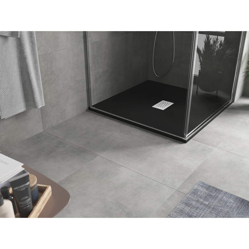 Mexen Hugo čtvercová sprchová vanička SMC 100 x 100 cm, černá, kryt inox - 42701010-X