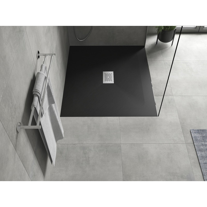 Mexen Hugo obdélníkový sprchový kout SMC 110 x 100 cm, černý, krytka inox - 42701011-X