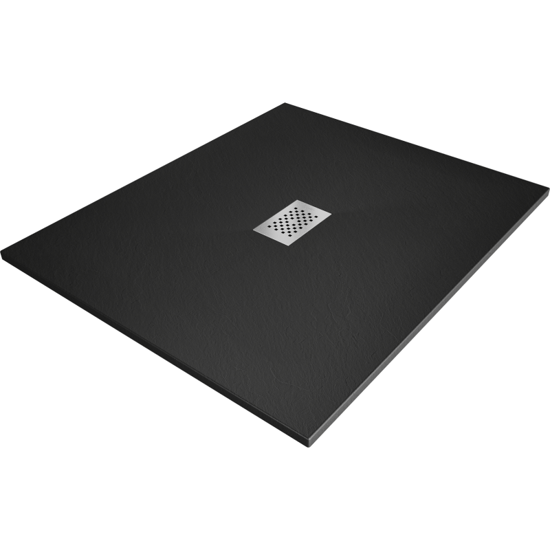 Mexen Hugo obdélníková sprchová vanička SMC 130 x 100 cm, černá, kryt inox - 42701013-X