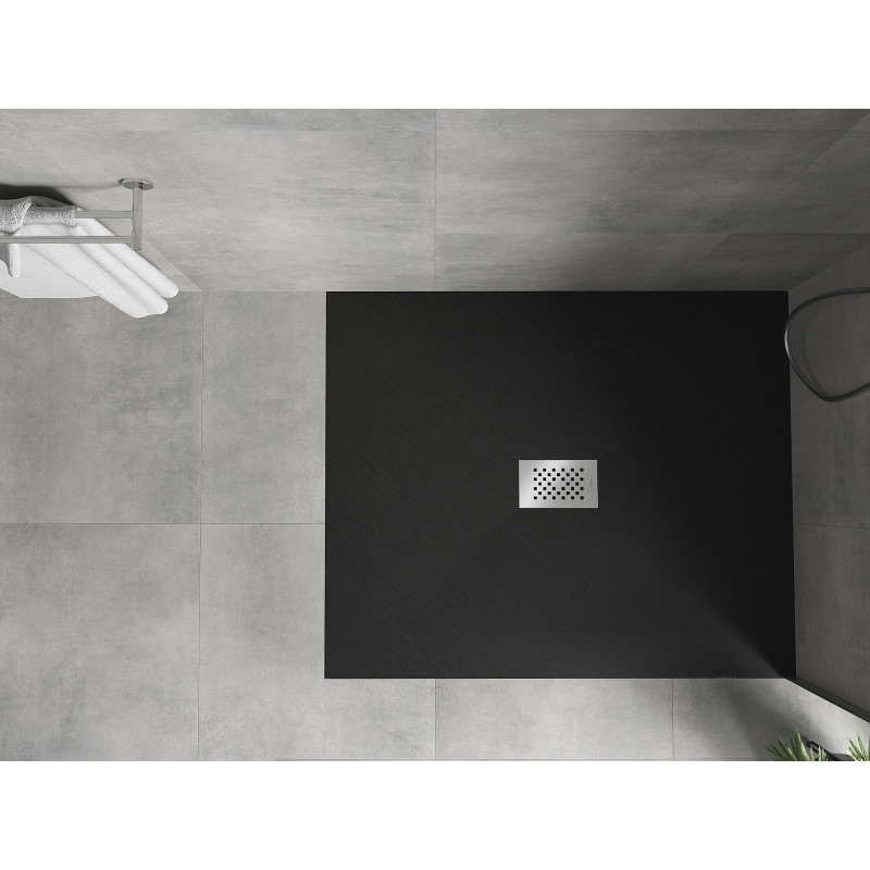 Mexen Hugo obdélníkový sprchový kout SMC 140 x 100 cm, černý, krytka inox - 42701014-X