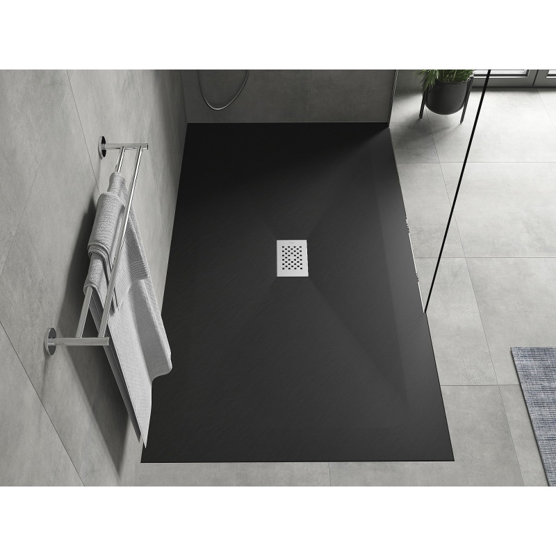 Mexen Hugo obdélníková sprchová vanička SMC 170 x 100 cm, černá, kryt inox - 42701017-X