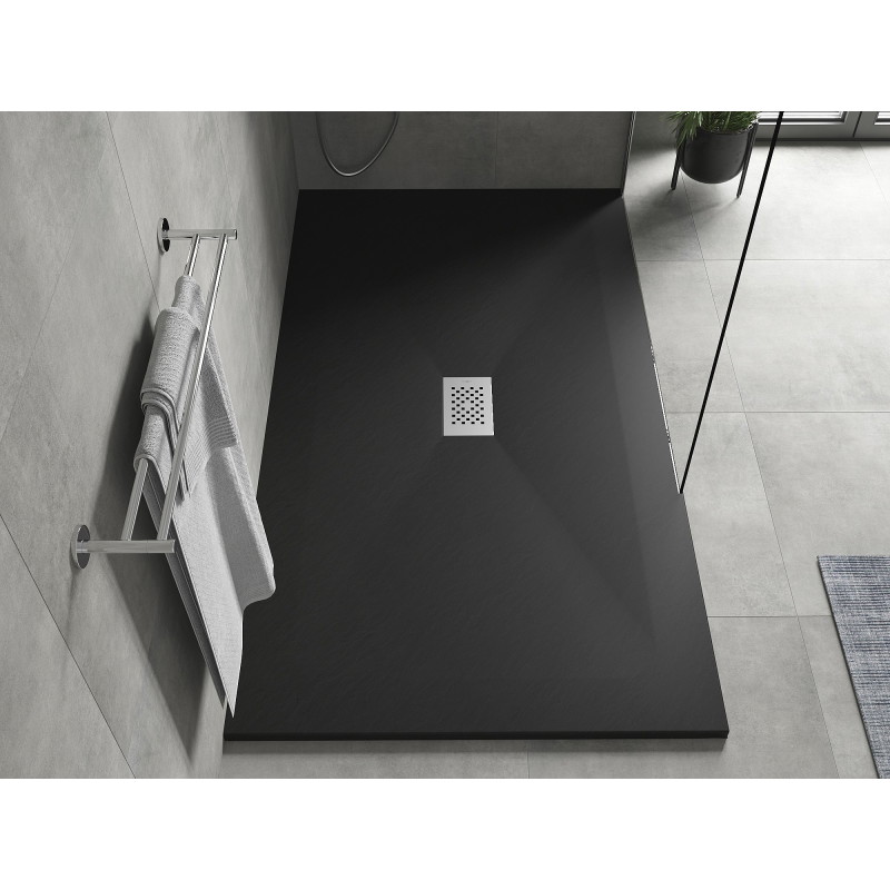 Mexen Hugo obdélníková sprchová vanička SMC 170 x 100 cm, černá, kryt inox - 42701017-X