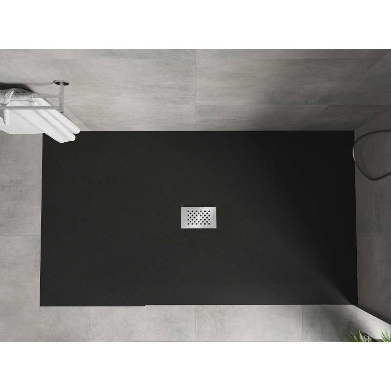 Mexen Hugo obdélníkový sprchový kout SMC 180 x 100 cm, černý, kryt z inoxu - 42701018-X