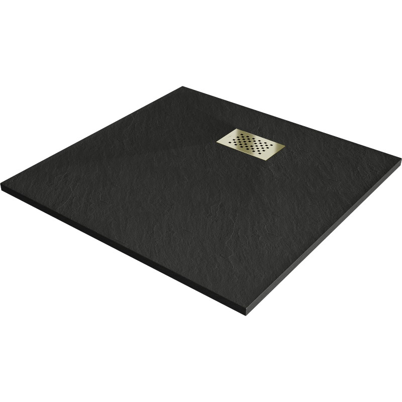 Mexen Hugo čtvercový sprchový kout SMC 90 x 90 cm, černý, zlatá krytka - 42709090-G