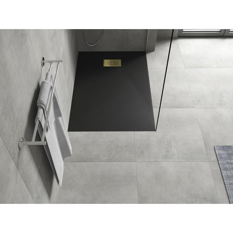 Mexen Hugo obdélníkový sprchový kout SMC 110 x 70 cm, černý, krytka zlatá - 42707011-G