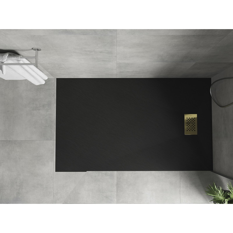 Mexen Hugo obdélníkový sprchový kout SMC 140 x 70 cm, černý, kryt zlatý - 42707014-G
