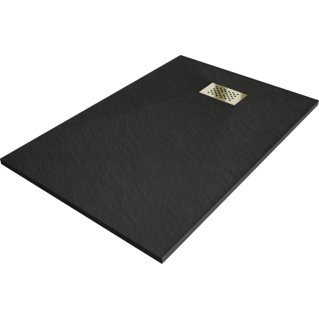 Mexen Hugo obdélníková sprchová vanička SMC 110 x 80 cm, černá, krytka zlatá - 42708011-G